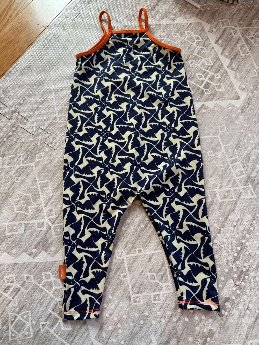 Designer Toddler Swim Top in Navy and Orange